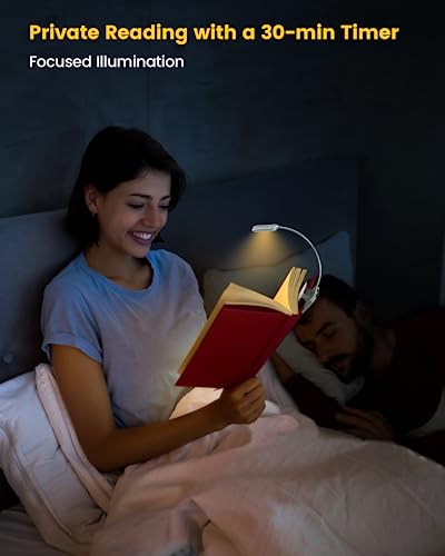 image for Glocusent Posh Premium Book Light for Reading in Bed with Timer, 16-LE
