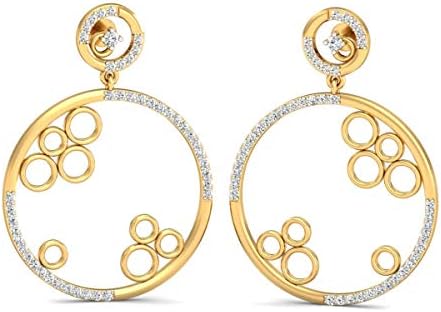 VVS Circle Drop Earrings 0.9 Ctw Natural Diamond With 18K White/Yellow/Rose Gold Earrings With VVS Certificate