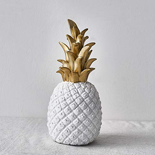 Figura decorativa de piña blanca de resina 5.9 pulg miniatura 6