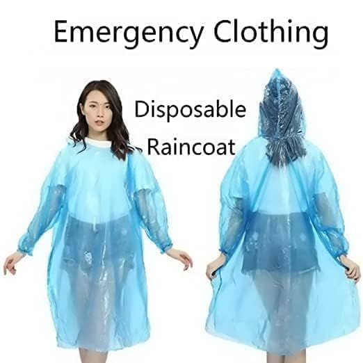 Image of Unisex Disposable Rain Card for Emergency Use | Waterproof Rain with Smallest Pocket Size| Easy to Carry & Use and Reusable | 2 to 3 time wear Thin Plastic