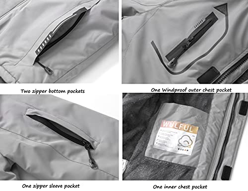 Image of WULFUL Boy's Waterproof Ski Jacket Warm Fleece Hooded Winter Snow Coat