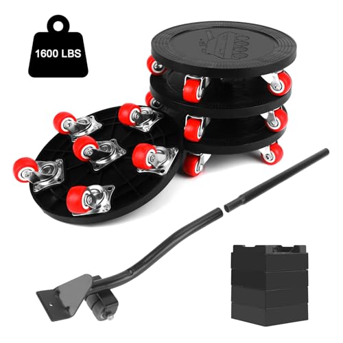Furniture Dolly, Furniture Movers with 6 Wheels, 360Â° Rotation Wheels Furniture Lifter Set, Extended Handle Design Anti-Slip Wheels 1600 Lbs Load Capacity for Heavy Furniture