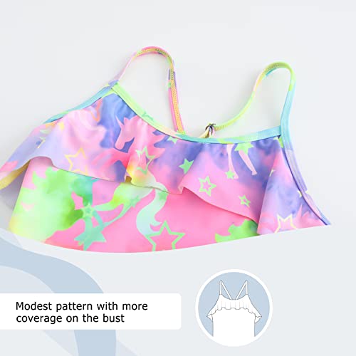 Image of Girls One Piece Swimsuits Ruffle Bathing Suit Kids Hawaiian Floral Swimwear 3-16 Years