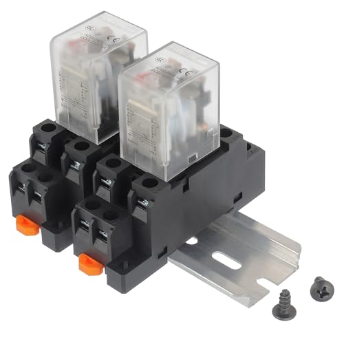 Relais de puissance HH52P JQX-13FL 10A DPDT avec indicateur LED et kit rail DIN complet