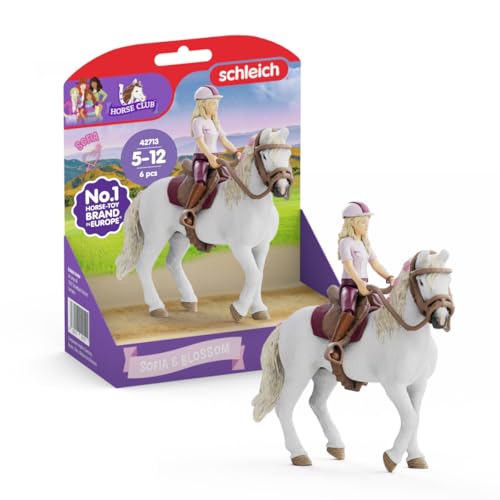 schleich HORSE CLUB | Sofia & Blossom 42713 | bewegliche Mädchenfigur | mit Pferde Zubehör | tolles Geschenk für Mädchen und Jungen | Pferde Spielzeug ab 5 Jahren | 6 Teile | exklusiv bei Amazon