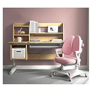 Bureau met plank Kinderbureau studie tafel en stoel set primaire school bureau thuis schrijftafel en stoel set kunnen worden verhoogd en verlaagd studeertafel witte computer bureau (Color : Pink)
