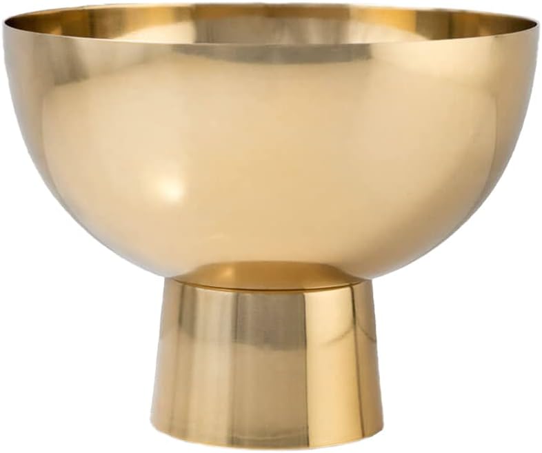 Serene Spaces Living Large Decorative Gold Pedestal Bowl: Elegant Metal Compote Bowl for Home Décor, Weddings, Parties, 7" Diameter, 5.5" Tall