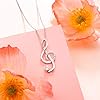 DAOCHONG 925 Sterling Silver CZ Treble Clef Pendant Musical Note Music Necklace for Women Teen Girls