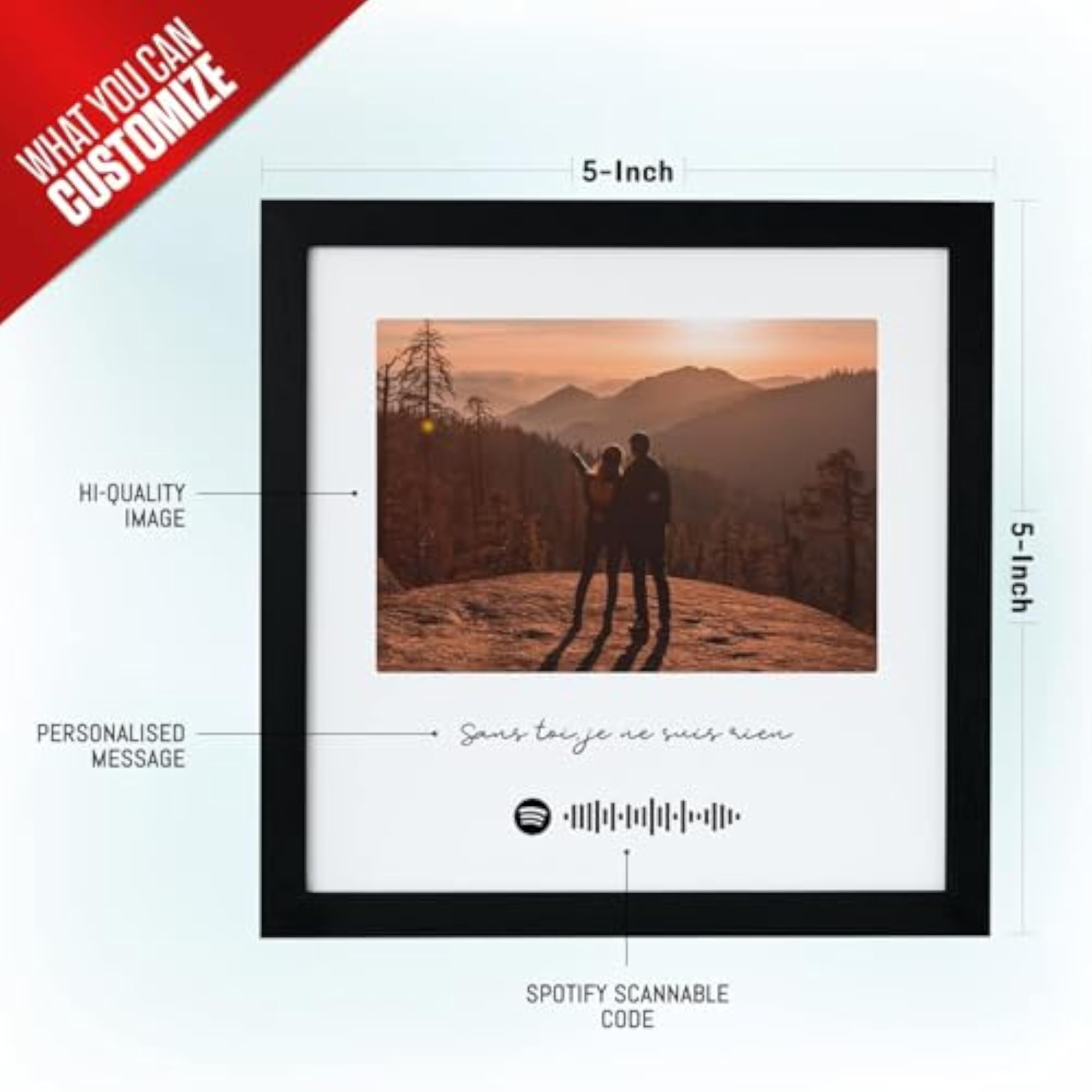 Personalized Spotify Code Photo Frame with Custom Text