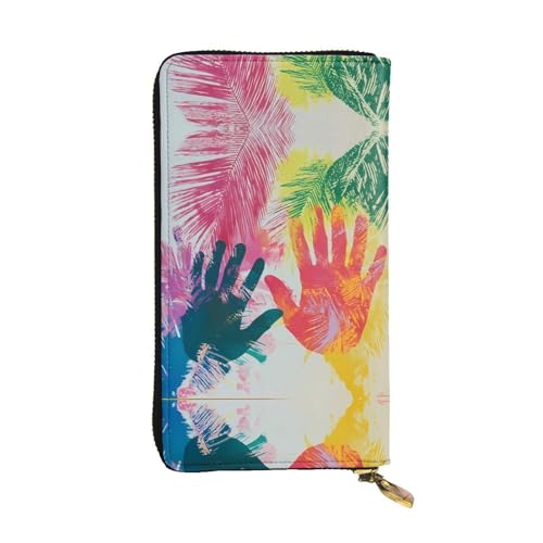 Porte-cartes de crédit en cuir imprimé d'empreintes artistiques