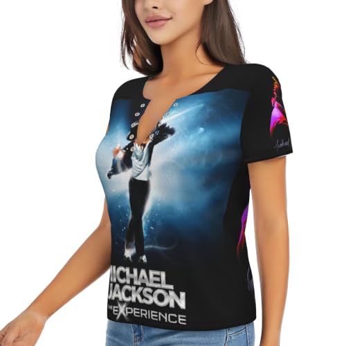 T-shirt manches courtes Michael Jackson femme col en V chic et imprimé