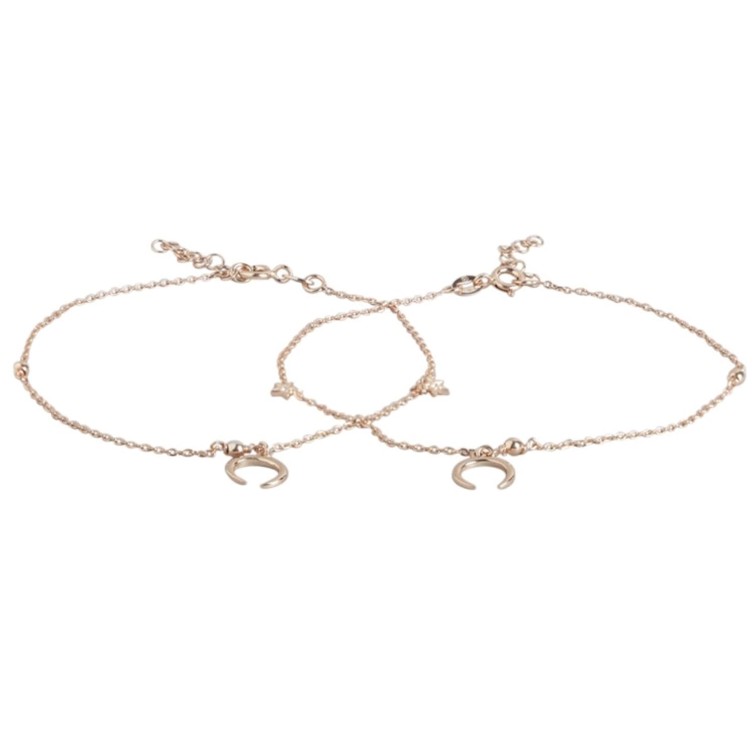 zavya 925 Sterling Silver Modest Moon Rose Gold Plating Chain Anklet (Pair) | Gift for Women & Girls | With Certificate of Authenticity & 925 Stamp|Mother's Day-picture-5