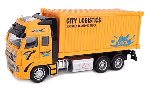 Image of Toy Truck Diecast Cars Truck with Light and Sound Pull Back Vehicles Toy Trucks for Kids ?Colors as Per Stock? (Logistic Truck)