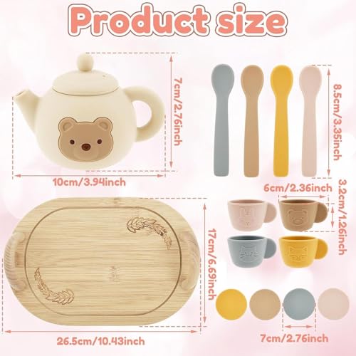 Ensemble à thé en silicone pour filles et garçons, cuisine miniature - 7