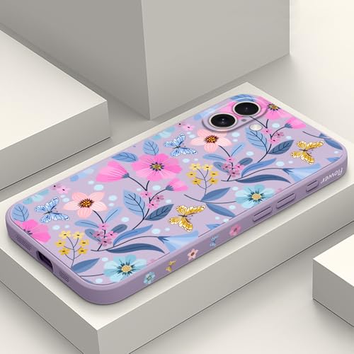 Coque ultra fine iPhone 16 Plus fleur violette pour le style au quotidien