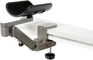 YANGHX Newest Design Ergonomic Articulating Computer Laptop Arm Support | Height Adjustable Armrest Desk Extender | User-friendly Attachable Aluminum Alloy Arm Stand (Gray)
