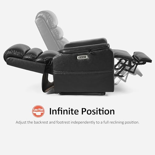 Sillón reclinable con calefacción y masaje negro miniatura 4