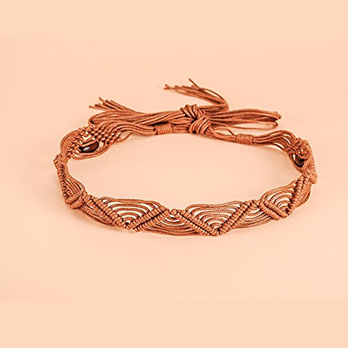 Bohemia Womens' Woven Belt Wax Rope Skirt Dress Decorative Tassel Belts3