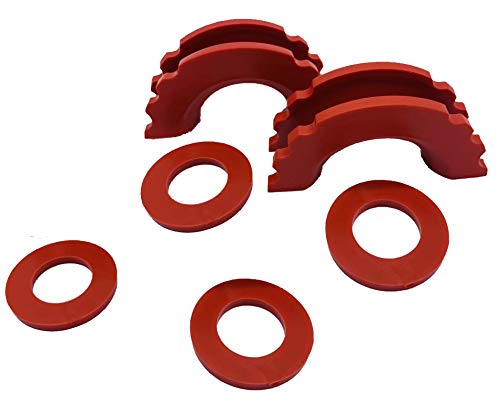 Pack of 2 D-Ring Shackle Isolators With 4 Washer Pieces for 0.75 Inch Gear Design - Fits Standard 3/4" Shackle, Protects Bumper, Reduces Rattling - 2 Years Warranty (Red)