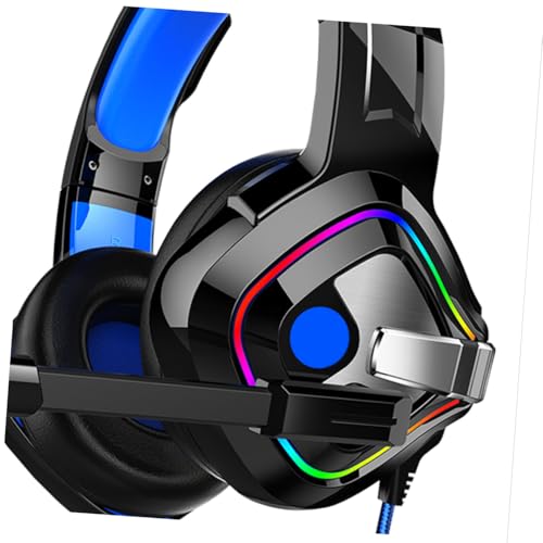 Casque de jeu Housoutil avec microphone LED et écouteurs rotatifs à 90 degrés