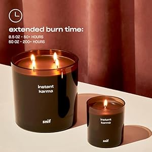 Instant Karma Luxury Scented Candle by Snif Dark and Dreamy Scent 50 Hours 100 Cotton Fiber Wicks Soy Wax Blend Non Toxic Vegan 85 oz