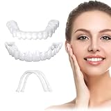 Snap on Veneers, Natural-Looking Dentures for Women & Men, Comfortable Top & Bottom Fake Teeth & Easy to Use 1 Pair