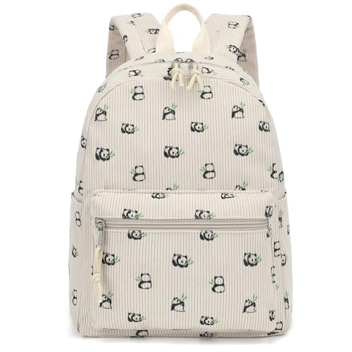 Image of Corduroy Womens Mini Backpack Girls Small Backpack Purse Fashion Casual Daypack School Bookbag (Panda)