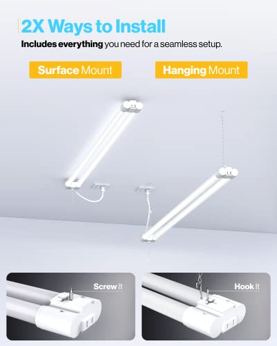 Sunco LED Shop Lights for Workshop 4FT, Linkable Garage Lighting, 4500 LM, 40W (150W Equivalent), 5000K Daylight, Surface + Suspension Mount, 48 Inch Integrated Fixture, White