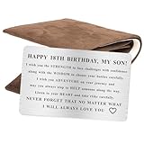 MXRSDF Son 18th Birthday Card Gifts for Him, 18 Year Old Boy Birthday Decorations for Men, Metal Wallet Card