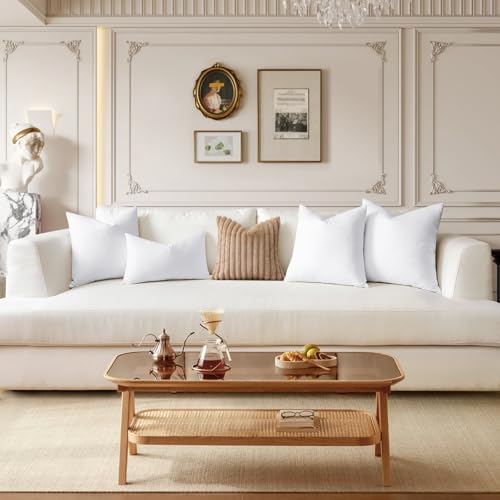 SAVORI Down Feather Throw Pillow Inserts 24x24 Euro Pillow Inserts, Soft Fluffy Throw Pillows with Cotton Cover, Decorative Throw Pillows for Couch Sofa Bed-White - Thumbnail 2