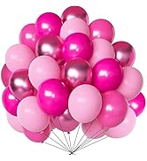 Firomi Metallic Pink Balloons Set 12-inch 70 pack Metallic Chrome Hot Pink Latex Balloons Pink an...