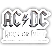 Spreadshirt AC/DC Logo in Silver Rock Or Bust Album Sticker, 4 x 4, White Glossy