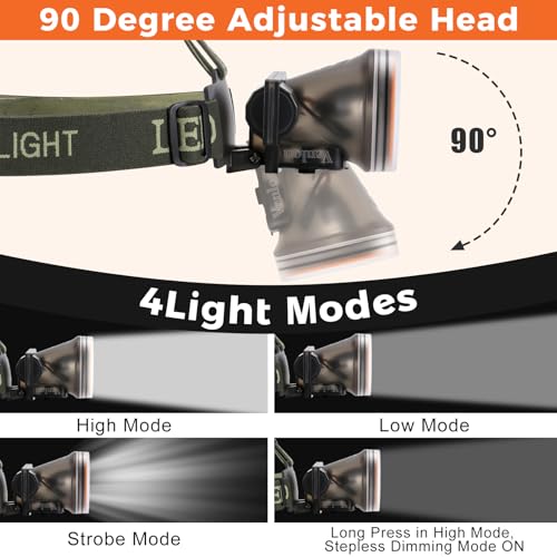 Luz de buceo recargable IPX8 con linterna frontal de buceo y 4 modos de luz USB 2