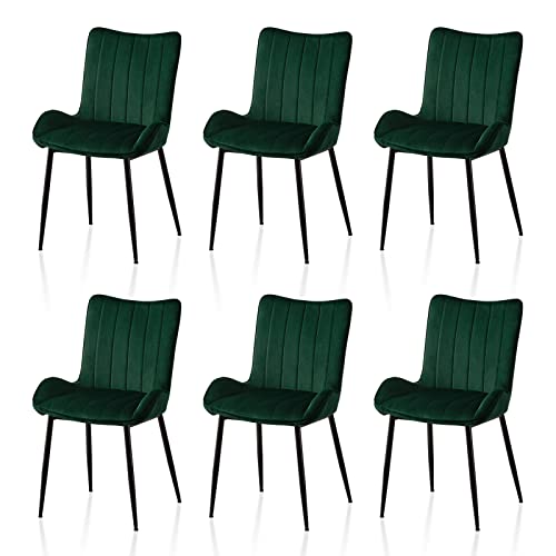 Juego De 6 Sillas De Comedor De Respaldo Alto Con Asiento Acolchado Tapizado De Terciopelo, Respaldo Y Brazos, Sillas De Cocina Con Patas De Metal Resistente, Oficina, Recepción, Comedor, Verde Juego De 6 Sillas De Comedor De Respaldo Alto Con Asiento Acolchado Tapizado De Terciopelo, Respaldo Y Brazos, Sillas De Cocina Con Patas De Metal Resistente, Oficina, Recepción, Comedor, Verde