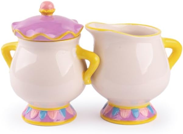 Disney Beauty And The Beast Mrs. Potts Sugar and Creamer Accesorios de cocina Bonitos regalos de cerámica para inauguración de la casa para