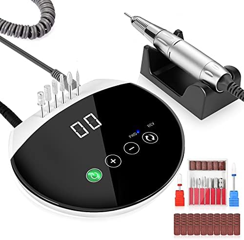 ENGERWALL Nail Drill Machine, 35000 RPM Professional Electric Nail Drill with Touch Buttons and HD LED Digital Display, for Acrylic Nails Gel Polish Electric Nail File Kit for Home and Salon Use