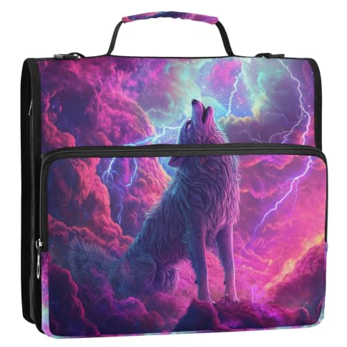 EGWRTYO Wolf Cloud Lighting Bark Red Folder Storage Organizer