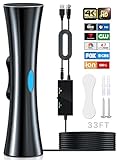 1000+ Miles Range TV Antenna for Smart TV, Upgraded Digital HD Antenna for TV Indoor/Outdoor with Amplifier and Signal Booster-Support 360°Reception 4K 1080p for All Television-33ft Coax HDTV Cable