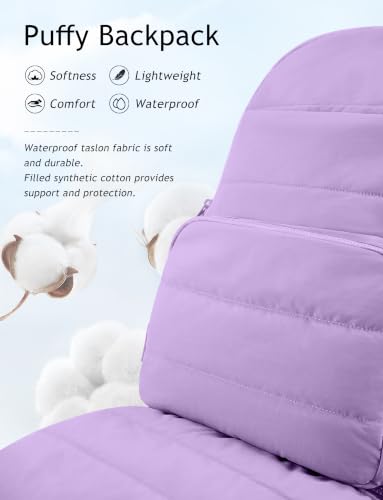 Image of Uselike Travel Backpack for Women, 15.6 Inch Laptop Backpack, Quilted College Bookbag, Cute Work Backpacks, Water Resistant (Lavender Purple)