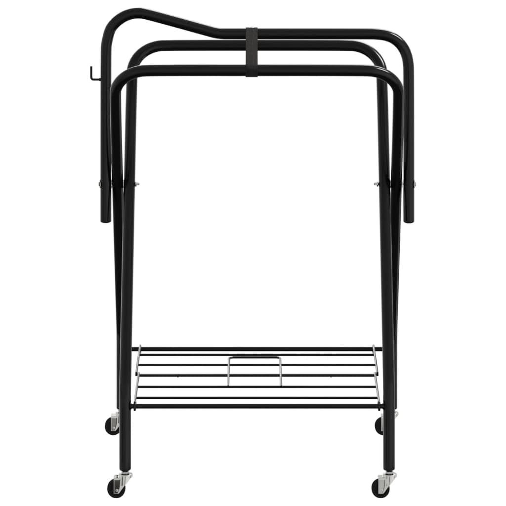 Homgoday Soporte Plegable para Silla de Montar - Estructura de Hierro, Espacio Amplio, Negro, 68x52x96 cm