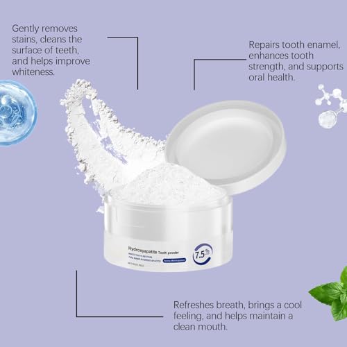 7.5% Hydroxyapatit Zahnpulver Für Zahnschmelzschutz und Zahnstärkung, Weiße Zähne und sanfter Frischer Atem, empfindlich
