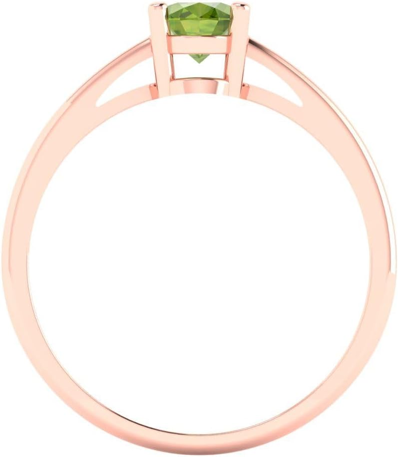 1.1 ct Brilliant Oval Cut Solitaire Green Peridot Classic Bridal Wedding Statement ring Solid 18K Rose Gold for Women