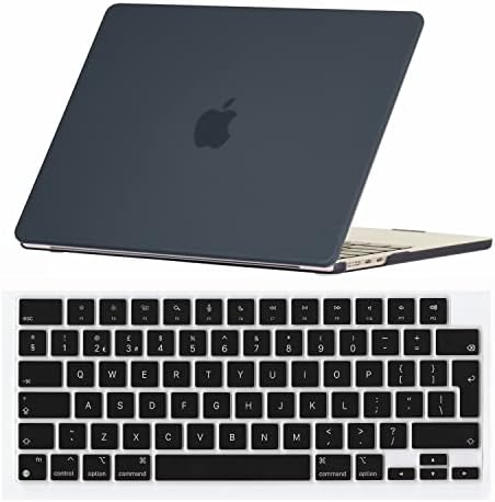 Se7enline Compatible with 13 inch MacBook Air M2 2022 Case for Mac Air 13.6-inch Model A2681 M2 Chip Laptop Protective Hard Shell Case with Keyboard Cover Skin(UK Layout),Matte Black