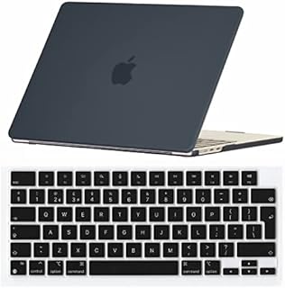 Se7enline Compatible with 13 inch MacBook Air M2 2022 Case for Mac Air 13.6-inch Model A2681 M2 Chip Laptop Protective Hard Shell Case with Keyboard Cover Skin(UK Layout),Matte Black