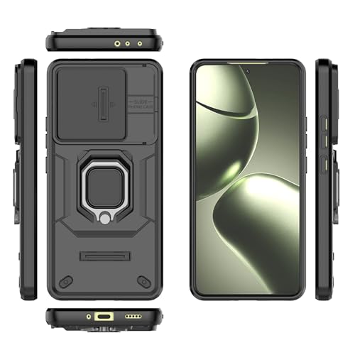 Image of TPU+PC Camshield Pro Case With Slide Camera Protection And Ring Stand Bumper Back Case Cover For Xiaomi Mi 14T (6.67 inch Inch (Black)