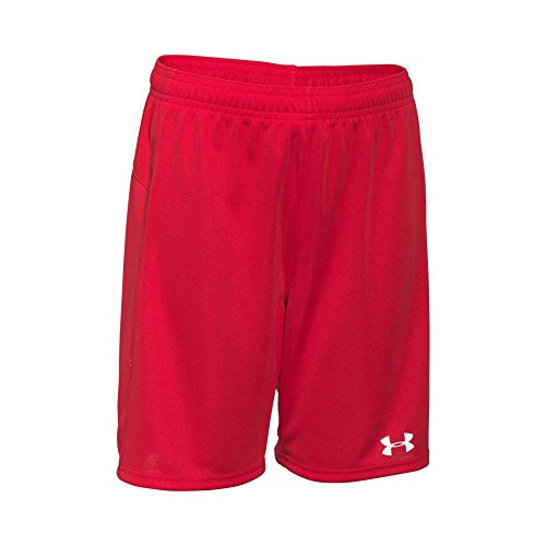 Under Armour Boys' Golazo Soccer Shorts, Red (600)/White, Youth Medium