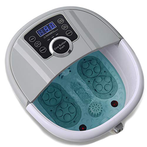 Foot Spa Bath Massager with Heat and Automatic Massage Foot Pedicure Spa Machine Athletes Foot Bubble Soak Tub,Digital Adjustable Temperature Control Gray
