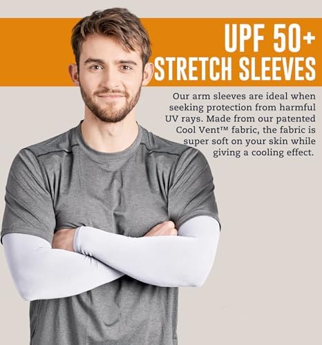 Two packs UV Sun Protection Arm Sleeves, Compression Cooling Sleeves for Men and Women, Ideal for Golf, Outdoor Sports.(White)
