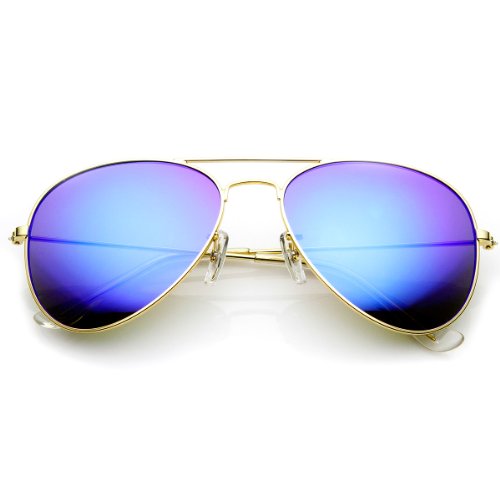 zeroUV Premium Flash Mirror Lens Aviator Sunglasses (Nickel Plated Metal Frame) 14892