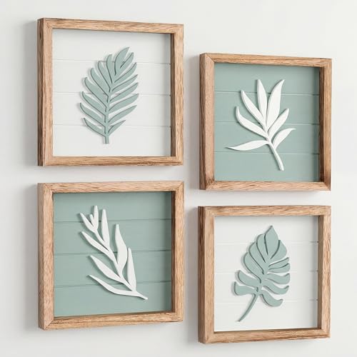 Tide and Tales 3D Sage Green Leaf Botanical Wall Art